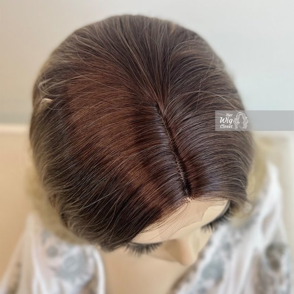 Dark Roots Creamy Blonde Natural Ombre Wavy Lace Front Wig | Virginia - Picture 12 of 13